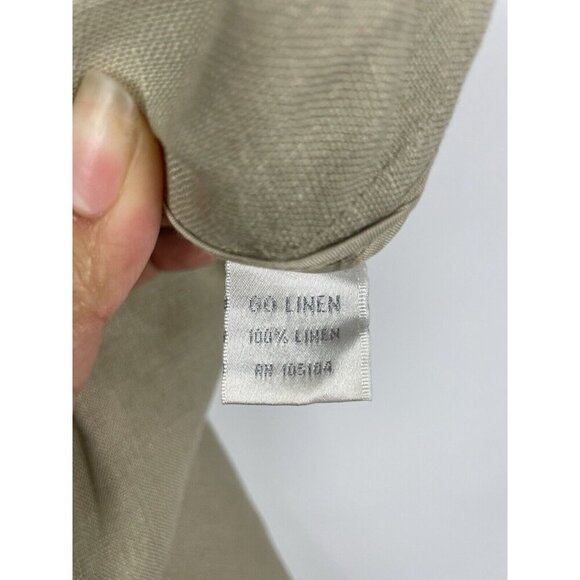 Go Linen Women Khaki Green 100% Linen Elastic Waist Tapered Pants Size 2X - Picture 8 of 8